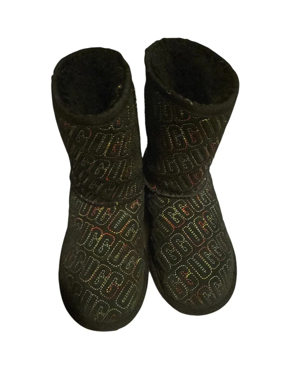 UGG Kids Black All Over Logo Boots